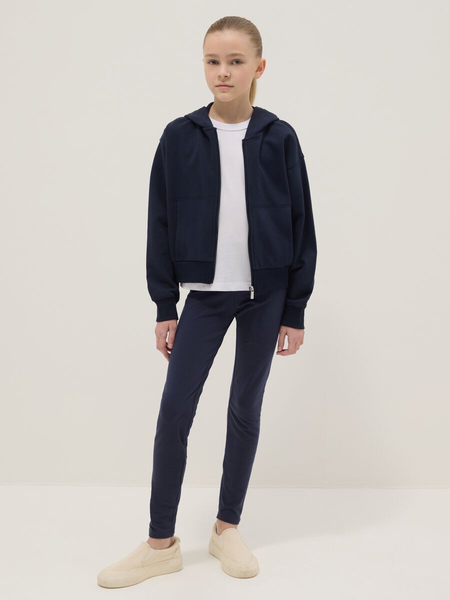 Leggings blu da ragazza in cotone elasticizzato skinny fit_0