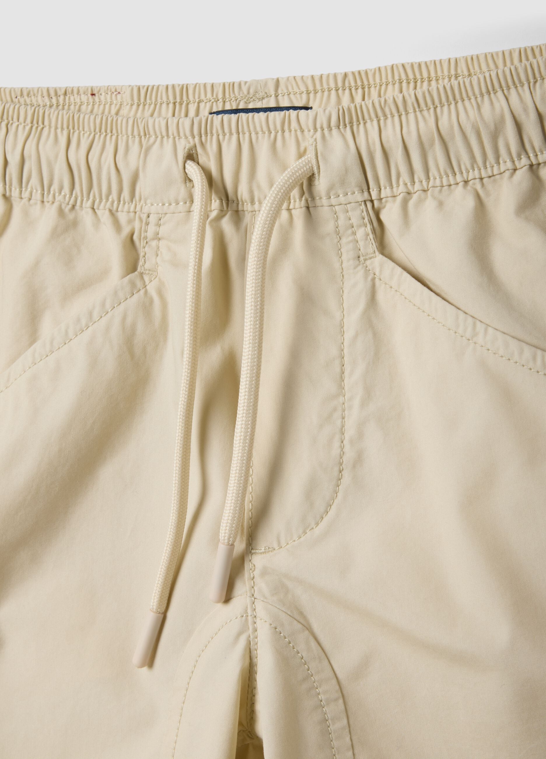 Beige pure cotton cargo shorts