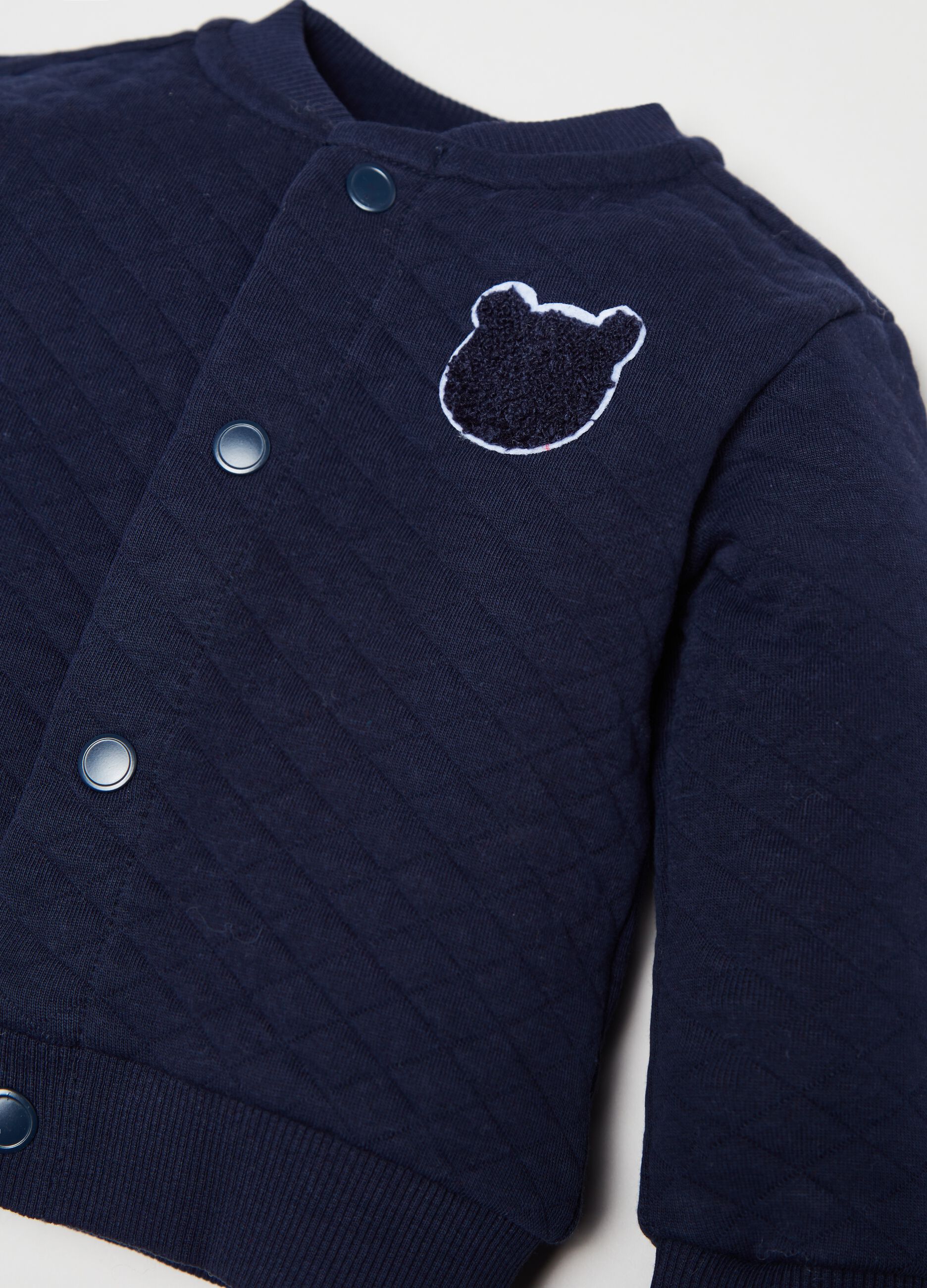 Cotton cardigan with bear patch