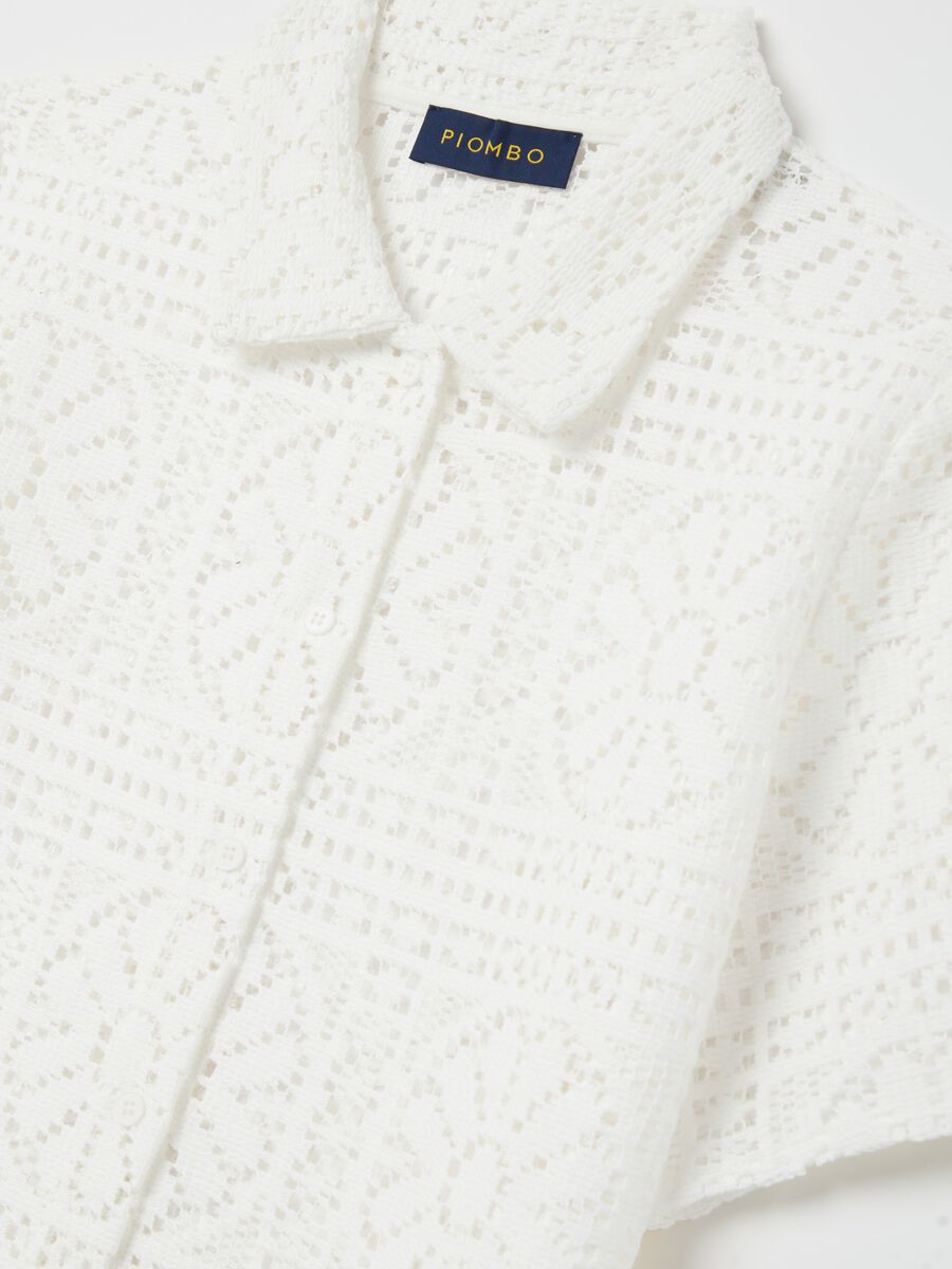White polo shirt in lace_5