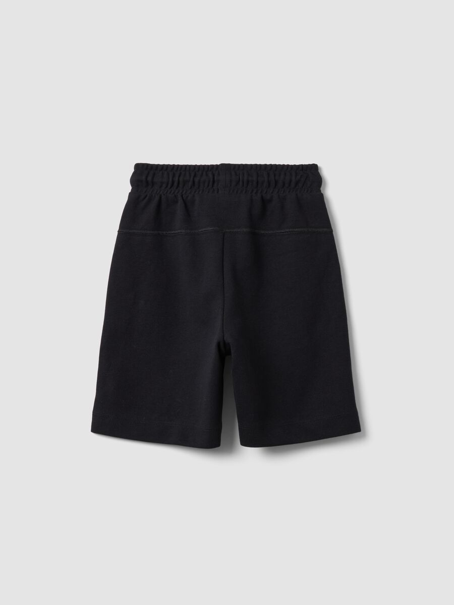 Bermuda blu in misto cotone con vita elasticizzata regular fit_1