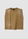 Brown cotton blend sleeveless T-shirt, regular fit with embroidery_4