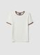 White stretch viscose crew-neck T-shirt with contrast trims_4