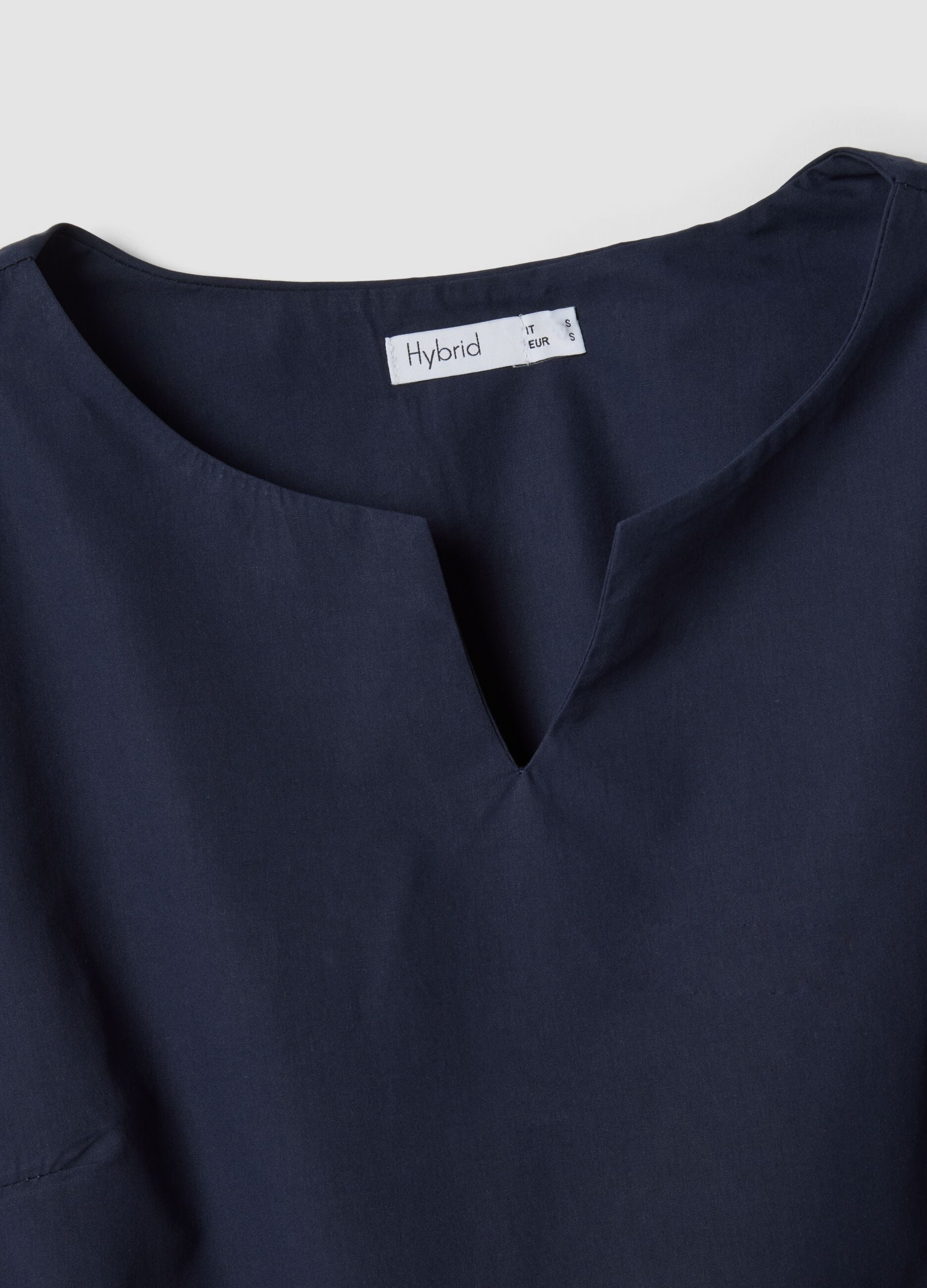 Blue pure cotton midi dress with oversized fit