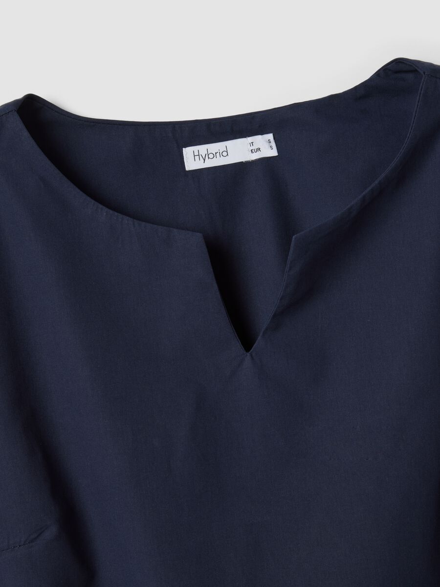 Abito midi blu in puro cotone over fit_5