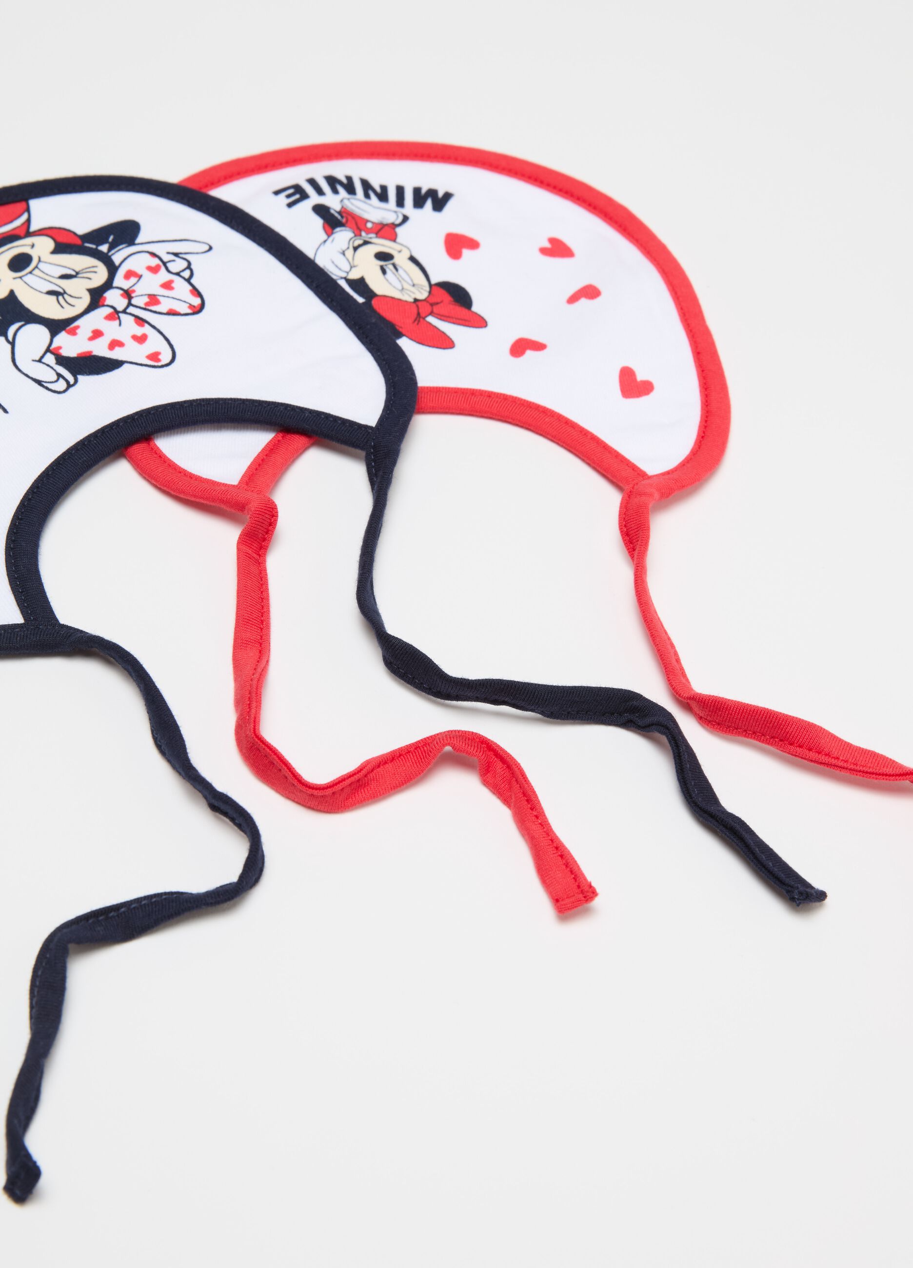 Two-pack bibs in cotton with Minnie Mouse print