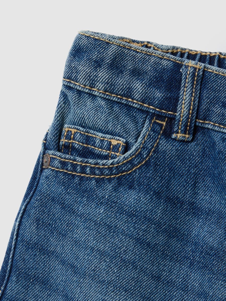 Children's blue cotton blend baggy jeans with oversized fit_3