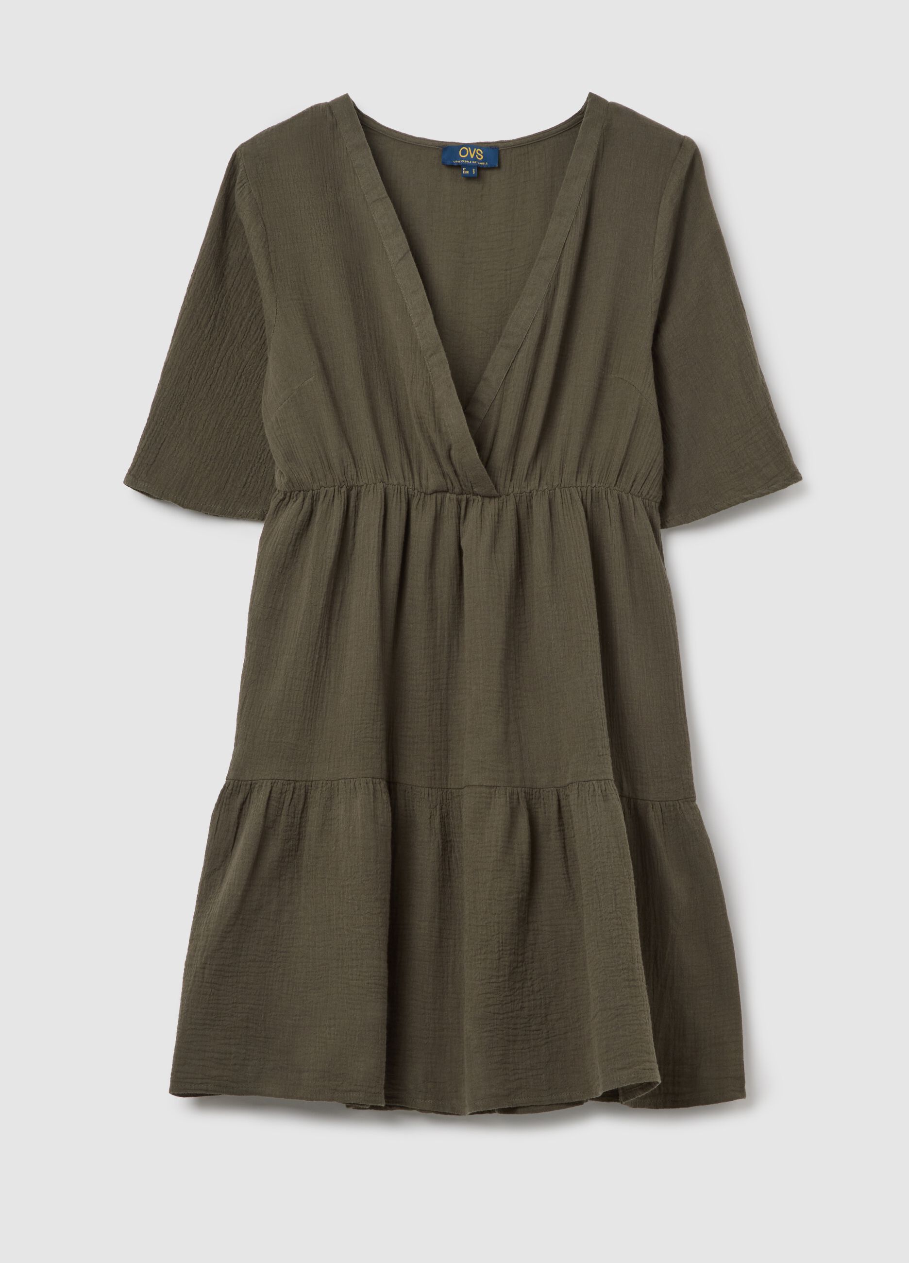 Copricostume da donna in puro cotone verde corto