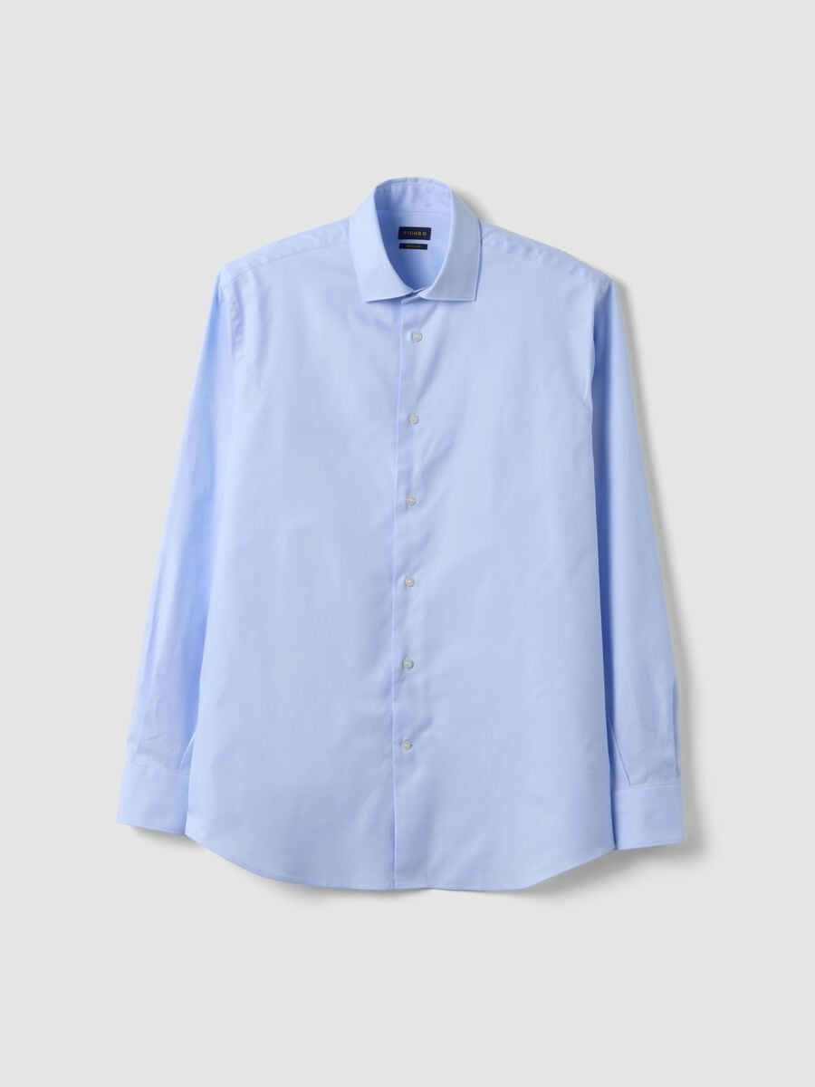 Camicia azzurro acqua in puro cotone con collo classico regular fit_0