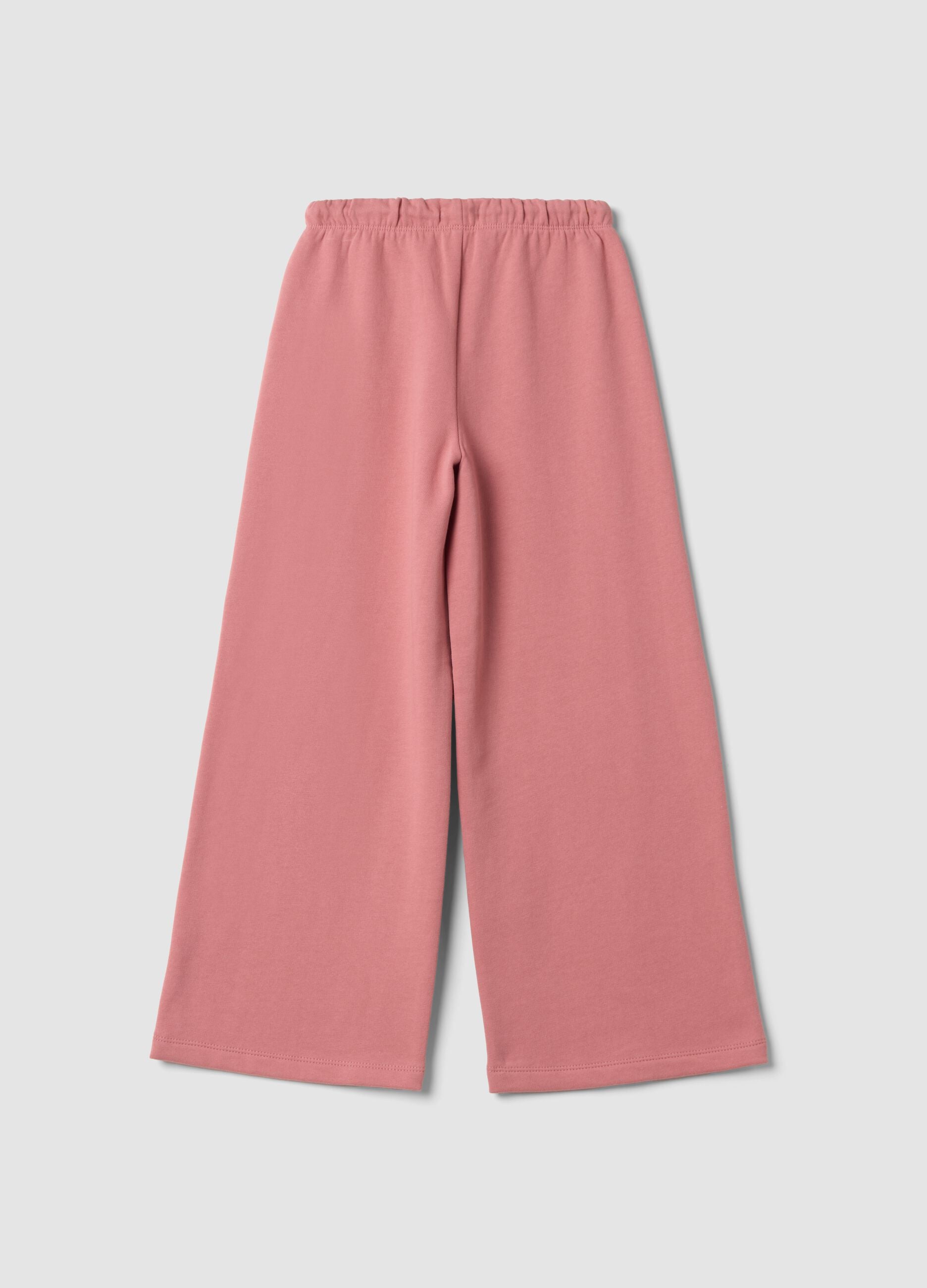 Pantaloni rosa polveroso in puro cotone regular fit