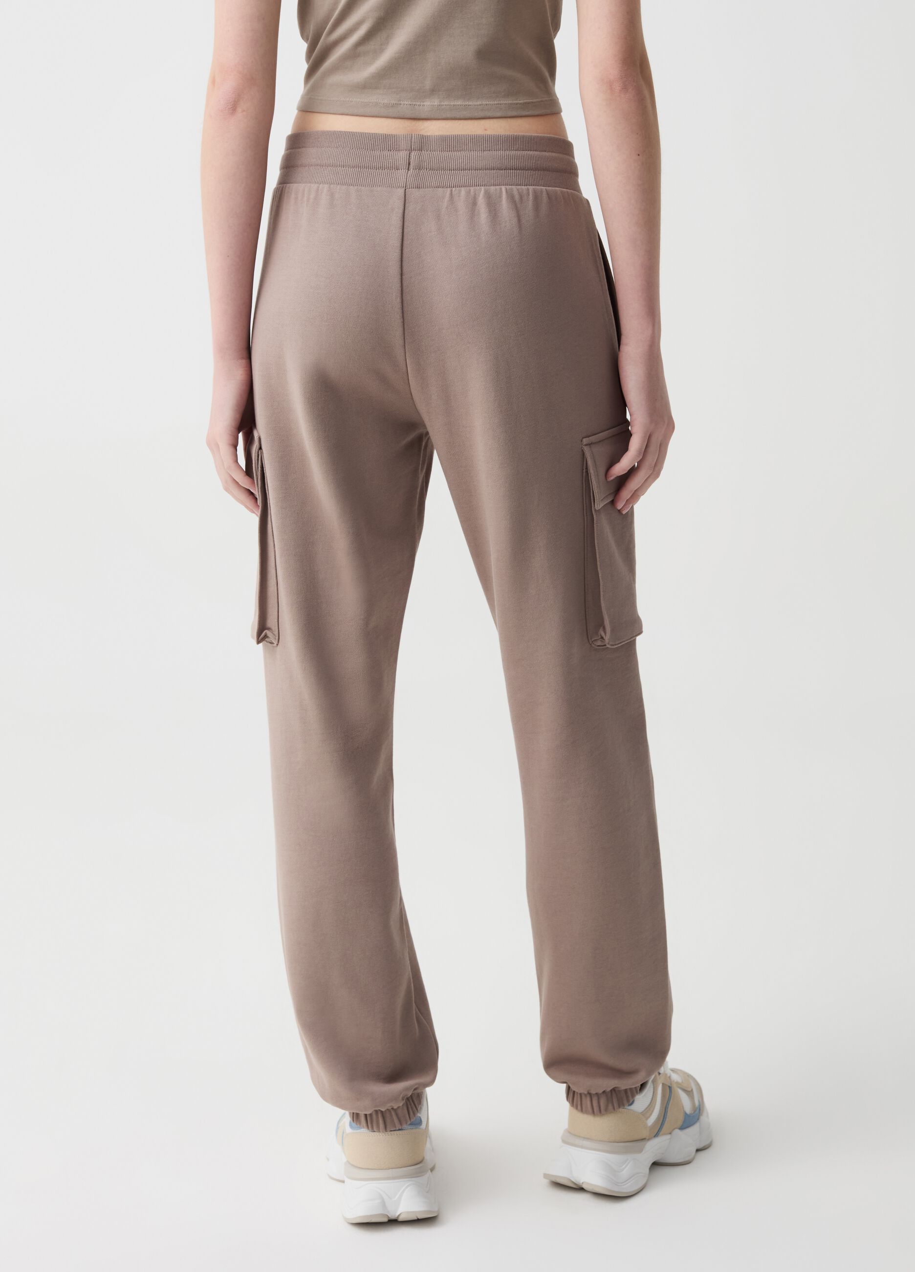 Cargo joggers in fleece with drawstring