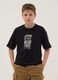 Boys&rsquo; black pure cotton oversized T-shirt with print_0