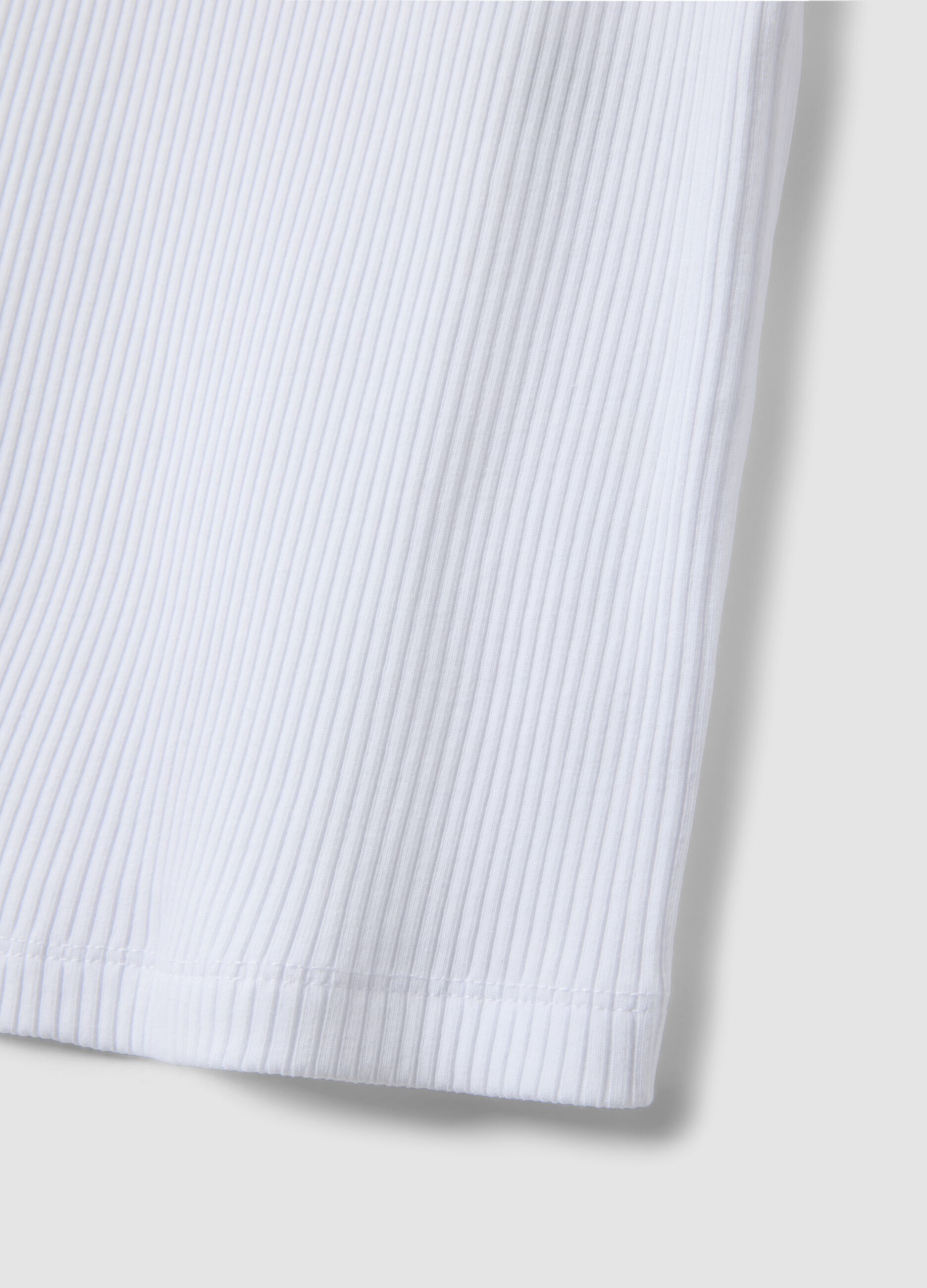 Tank top bianco in cotone elasticizzato a costine fitted