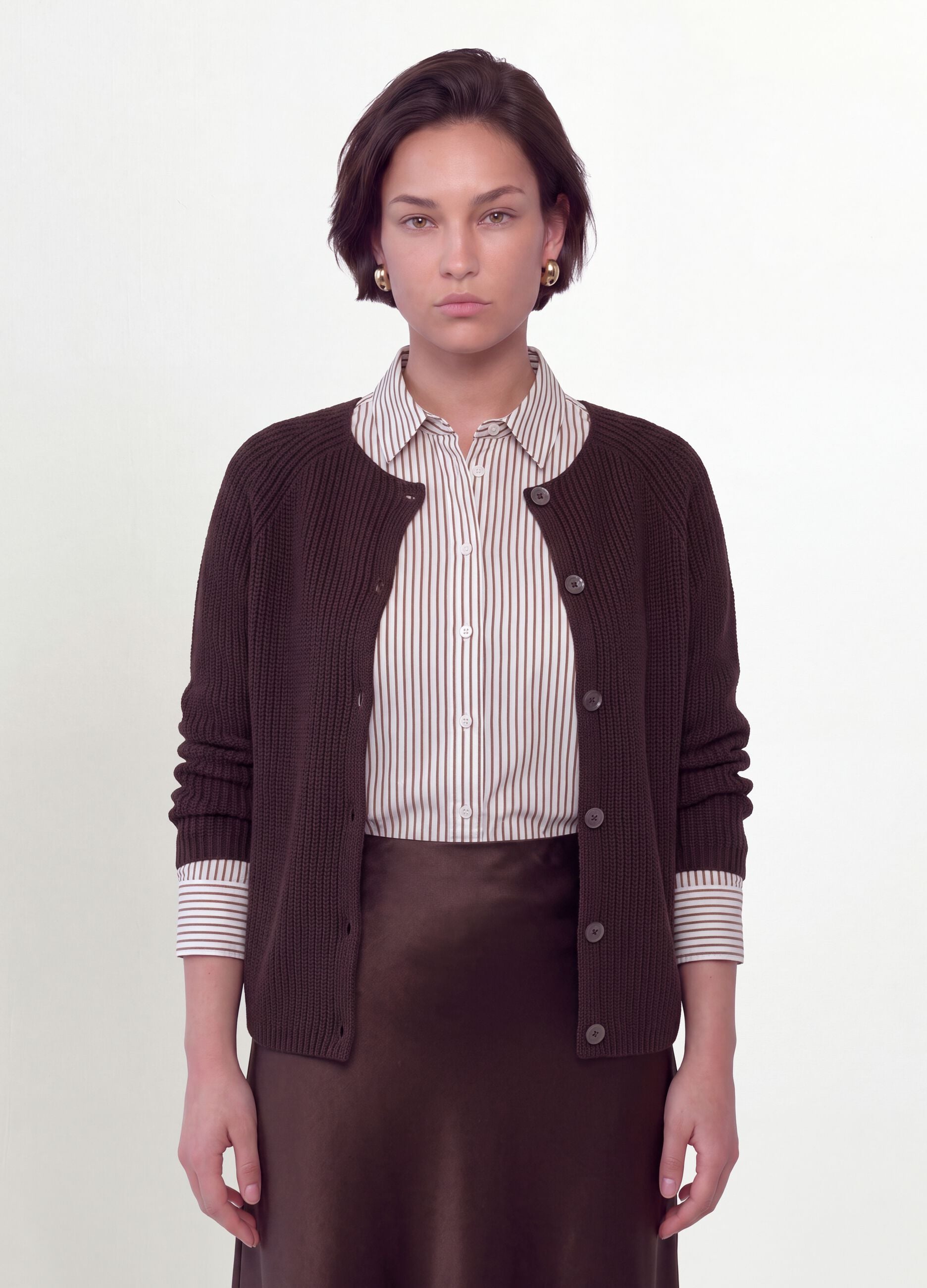 Cardigan multicolor in puro cotone con girocollo regular fit