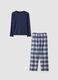 White and blue organic cotton checked pyjamas_0