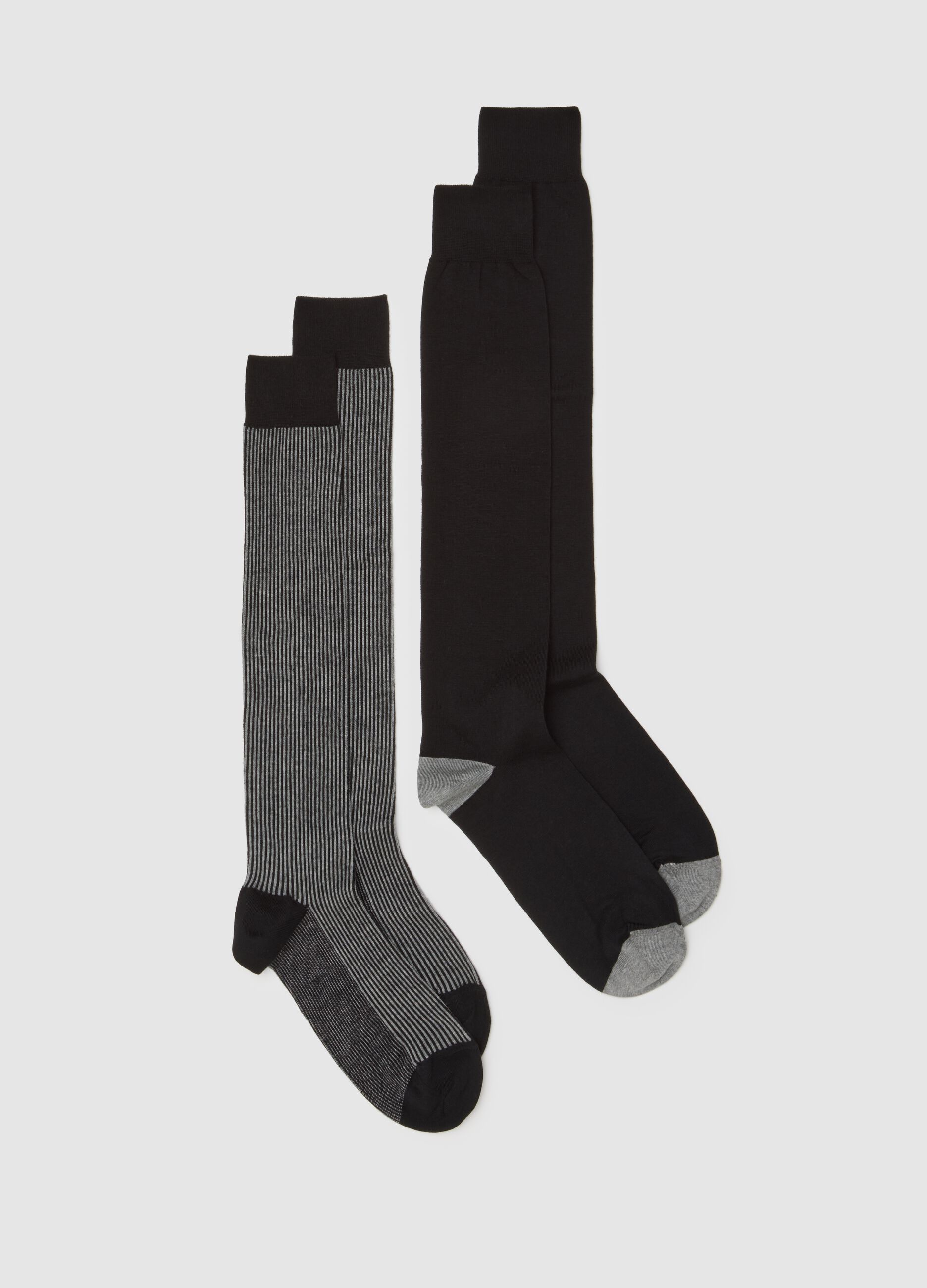 Multicolour Stretch Cotton Long Socks Two-Pack