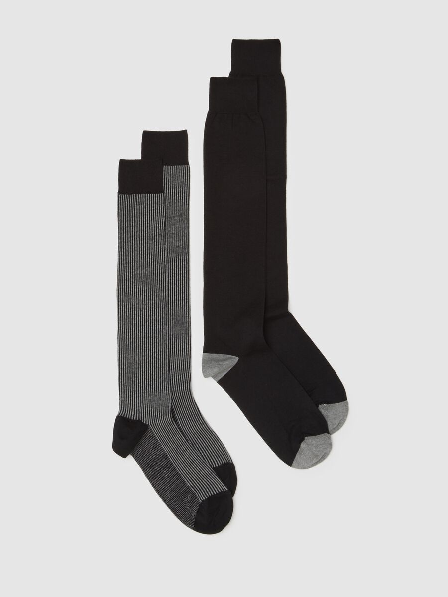 Multicolour Stretch Cotton Long Socks Two-Pack_0