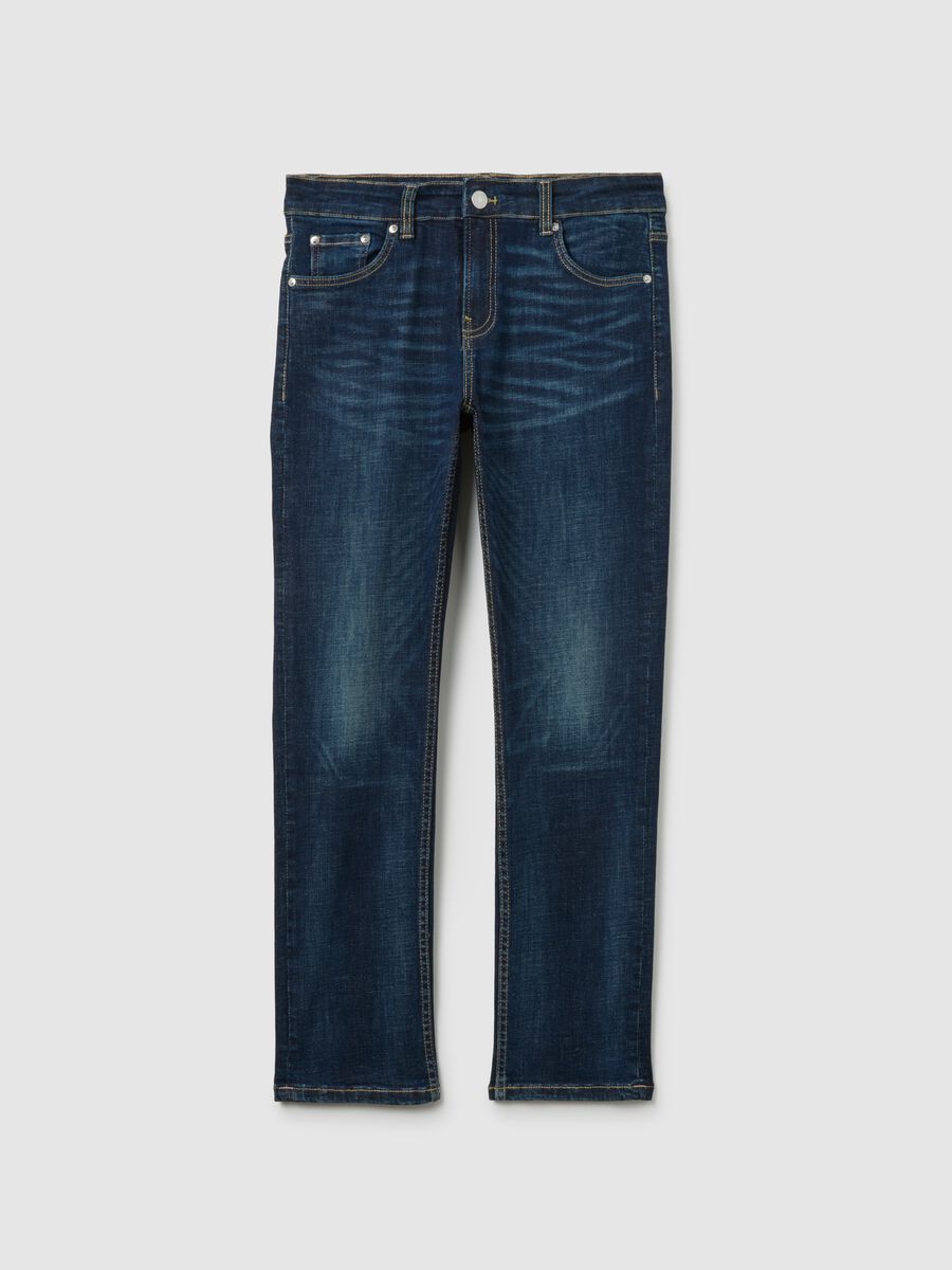 Boys' Blue Stretch Denim Regular Fit Jeans_3