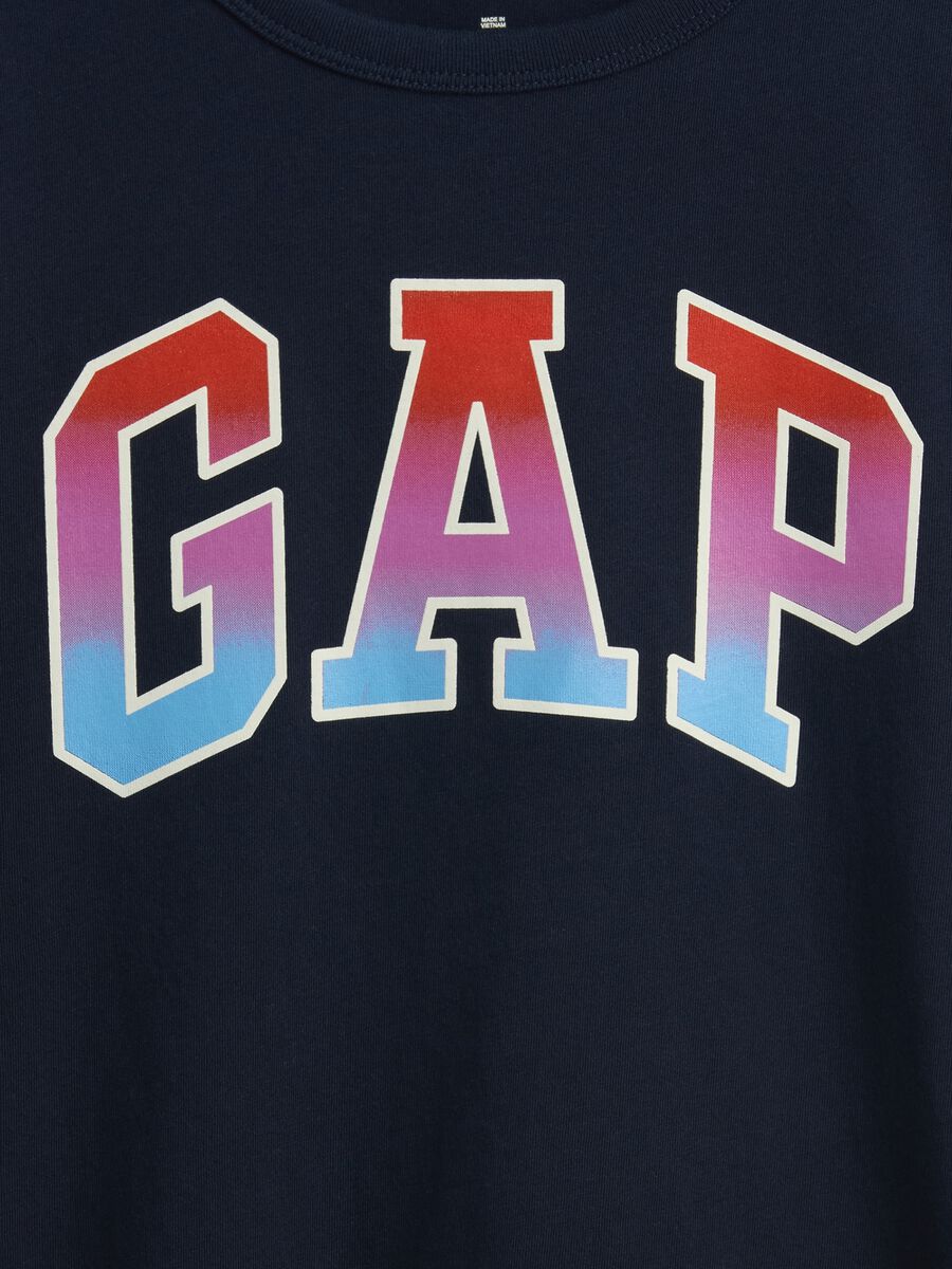 T-shirt in puro cotone blu da bambino regular fit con logo_2