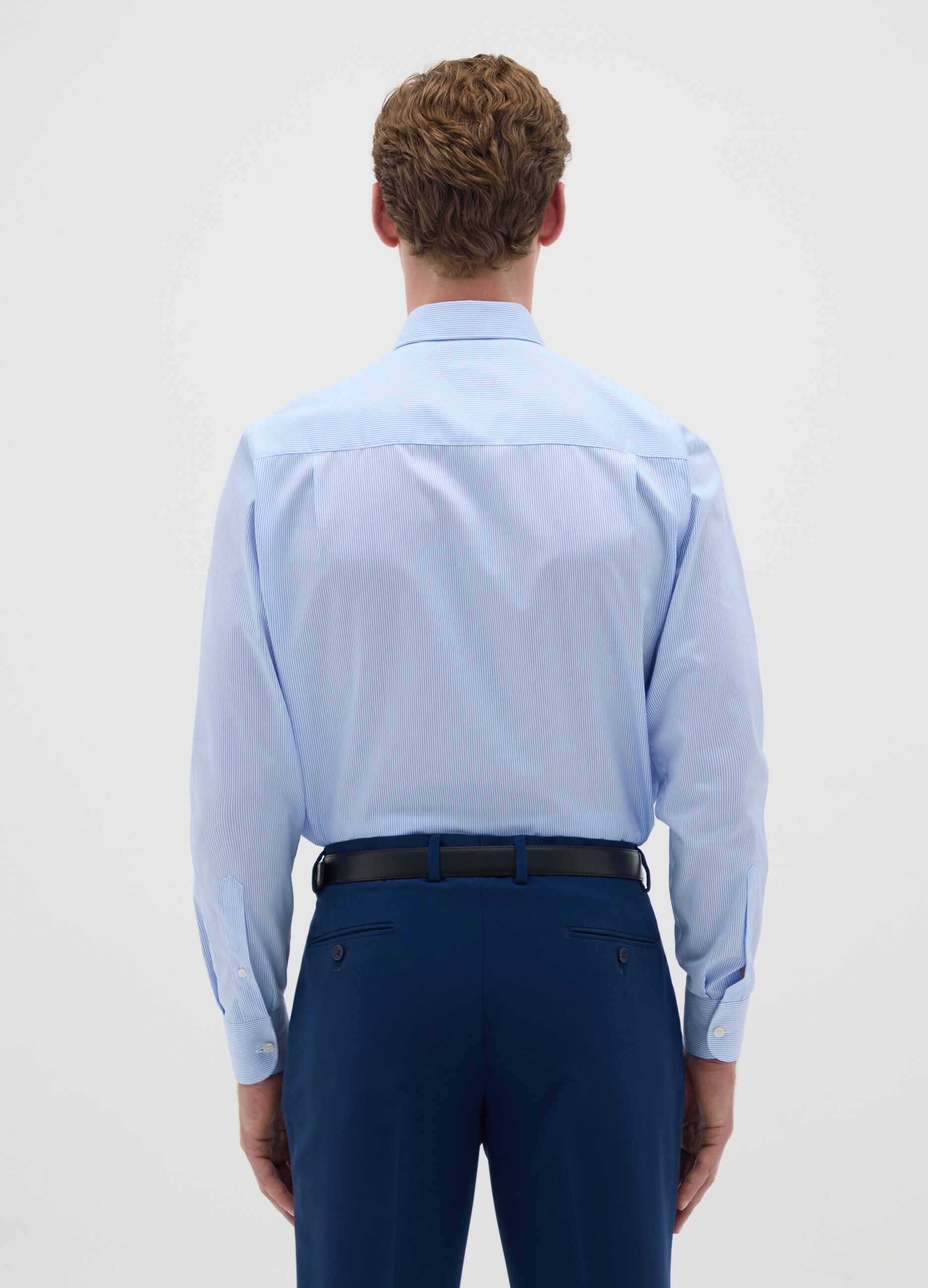Men's pure cotton easy iron blue shirt