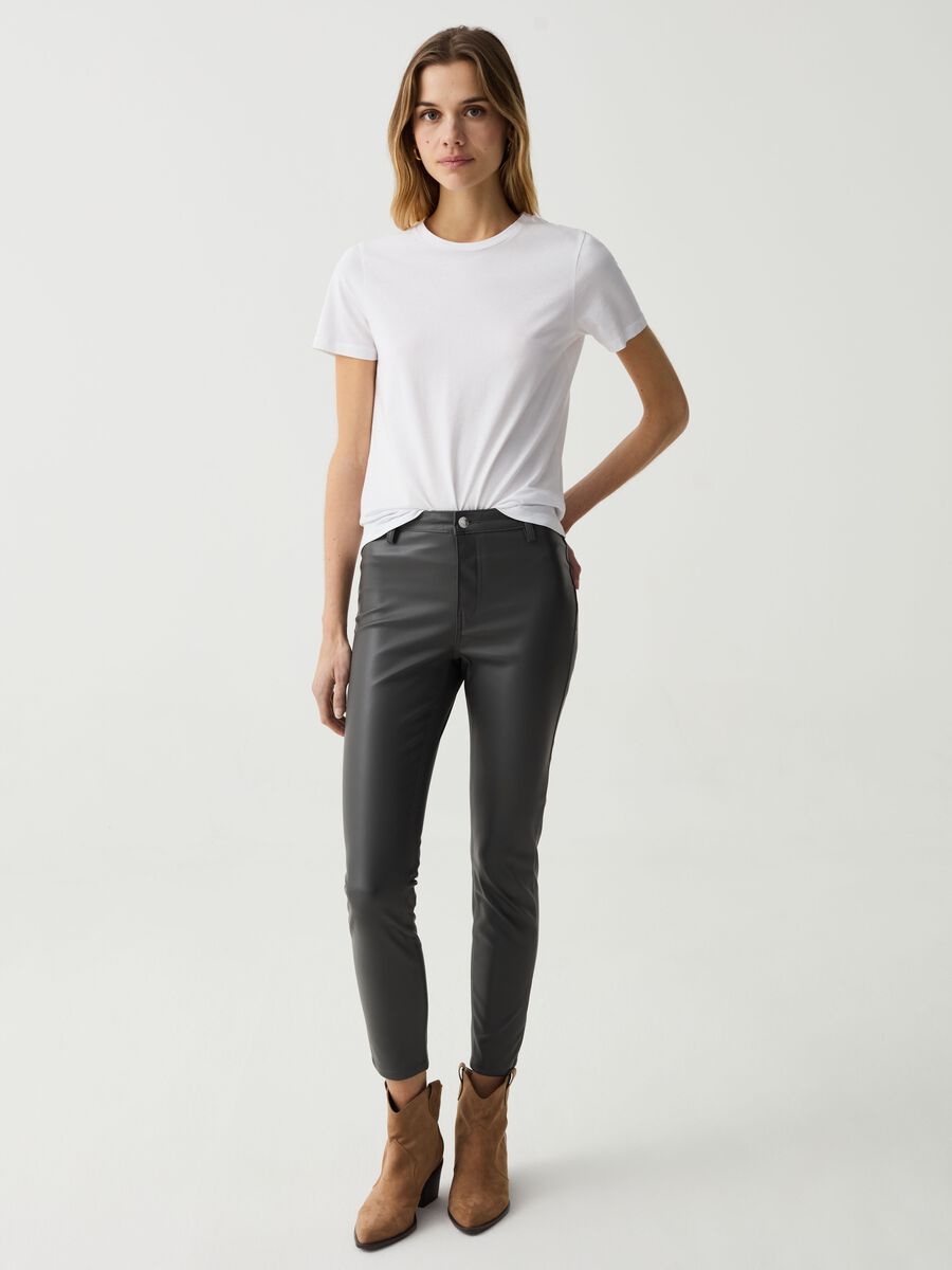 Jeggings cropped skinny fit effetto lucido_0