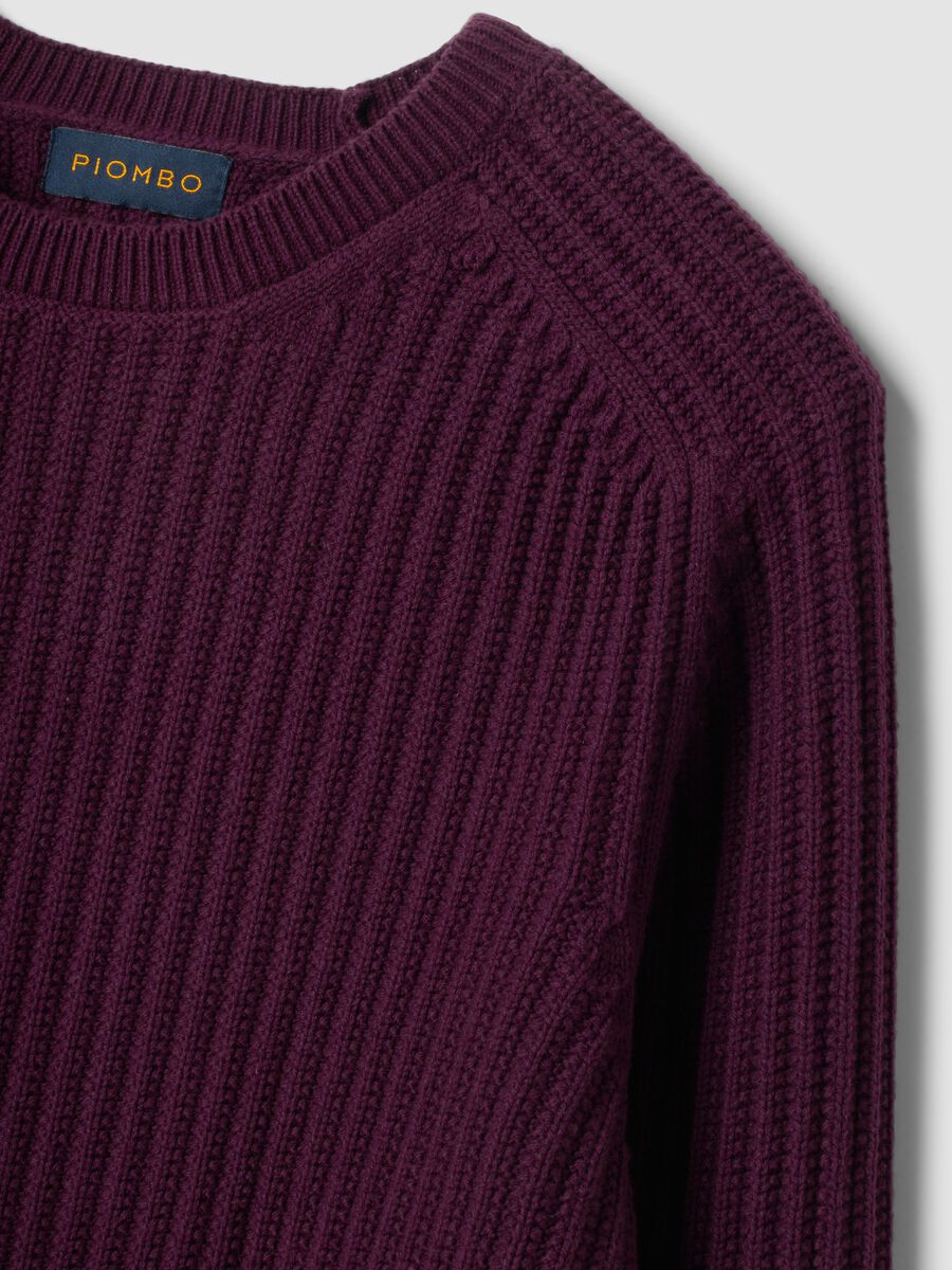 Maglia viola in misto cotone a coste con girocollo regular fit_5