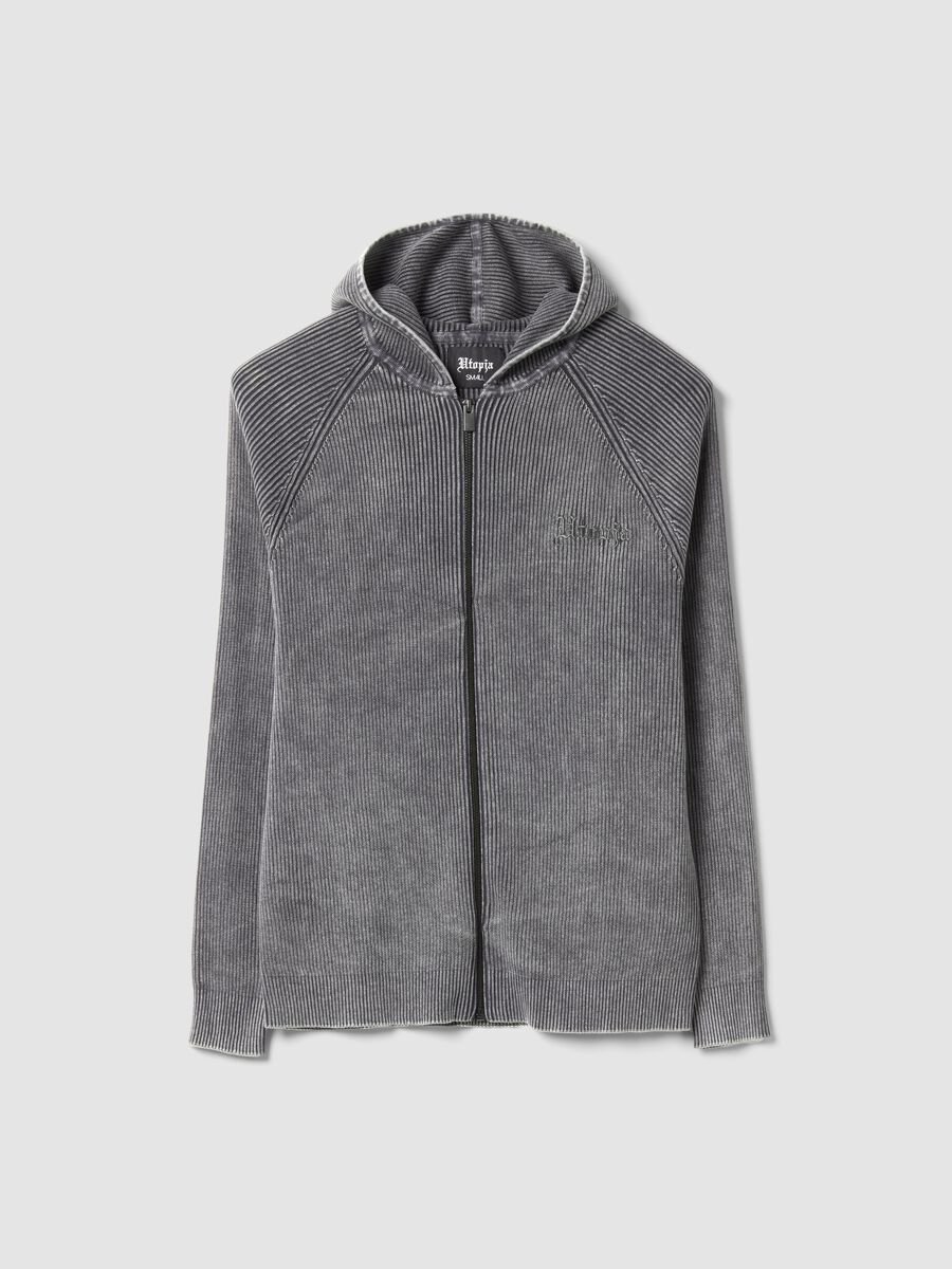 Knit Ribbed Hoodie Washed Grey_4