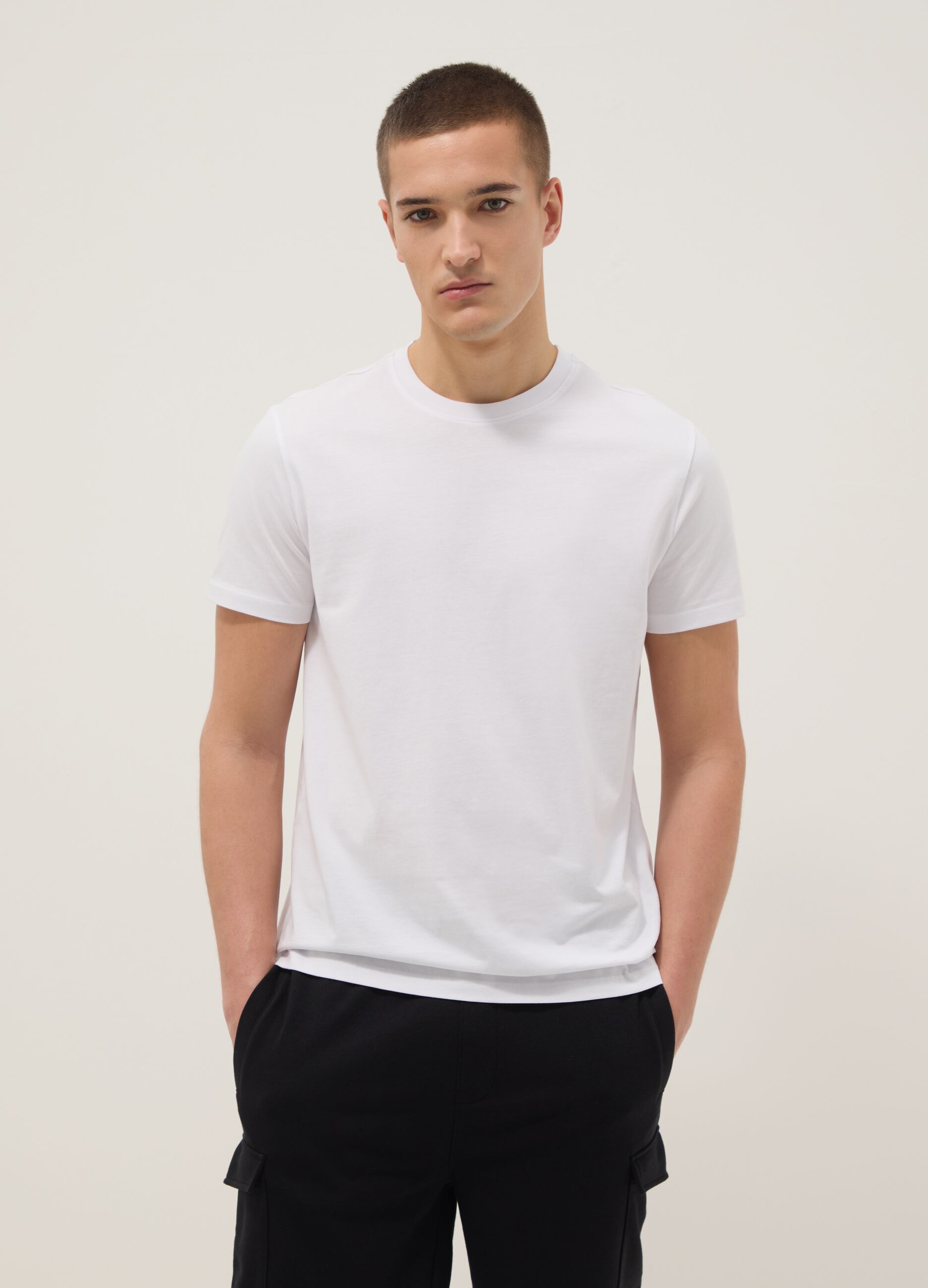 White pure cotton short-sleeve T-shirt