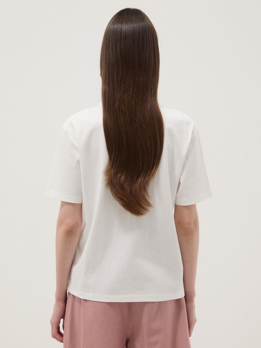 White pure cotton T-shirt with floral print_3