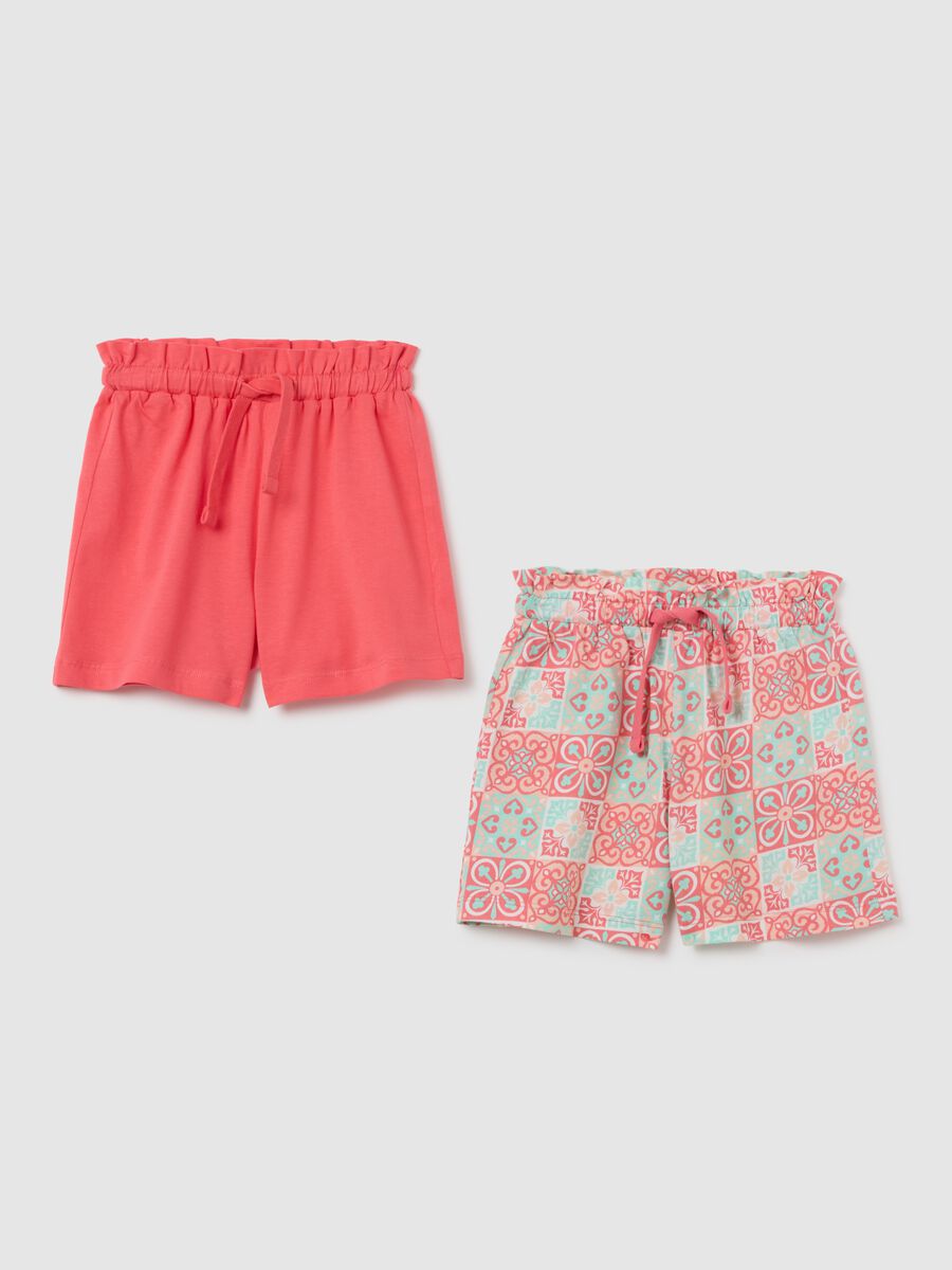 Girls' pure cotton multicolour regular fit shorts set_0