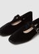 Black Velvet Ballerinas with Strap_2