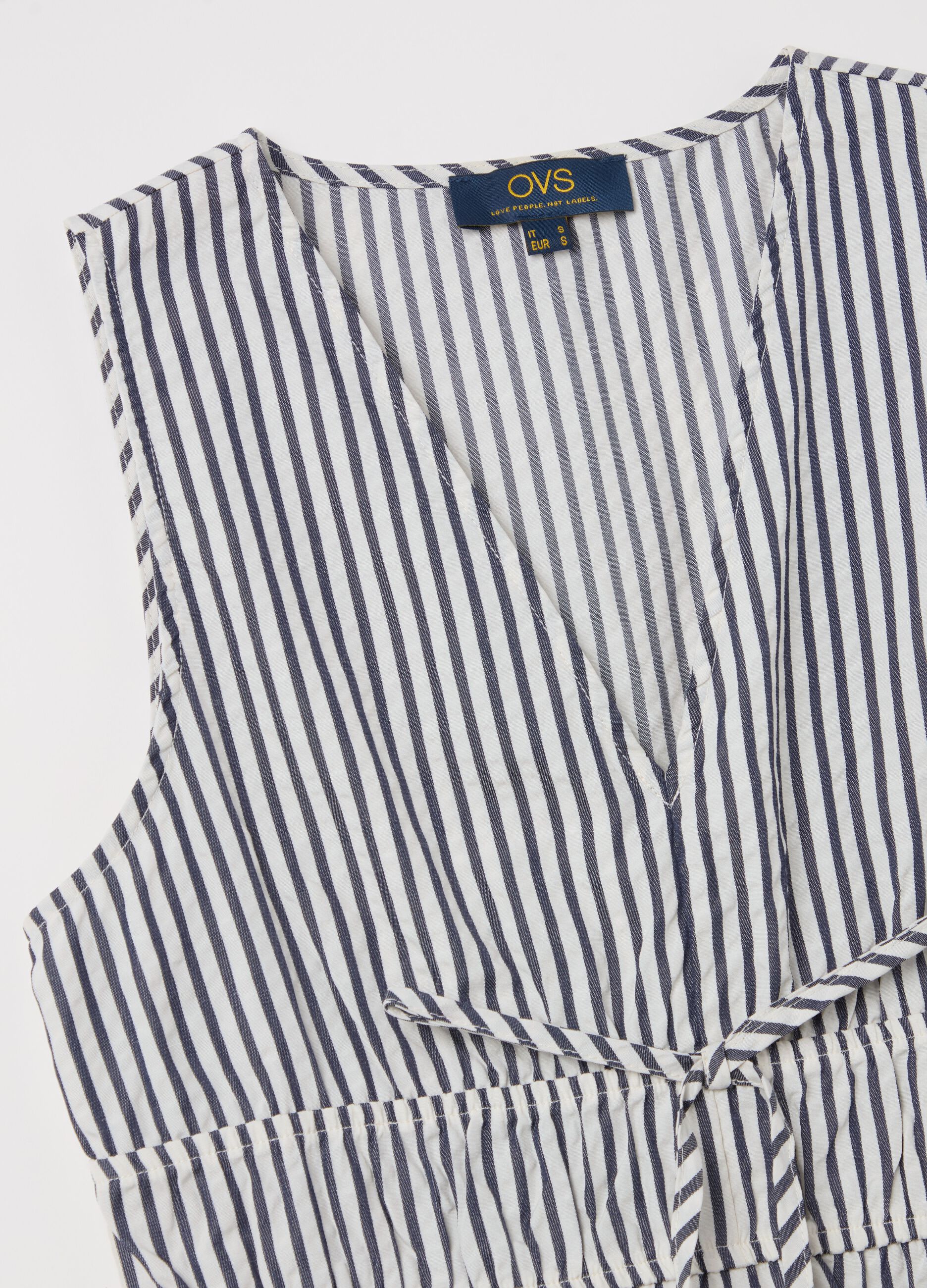 Striped midi dress with V neck