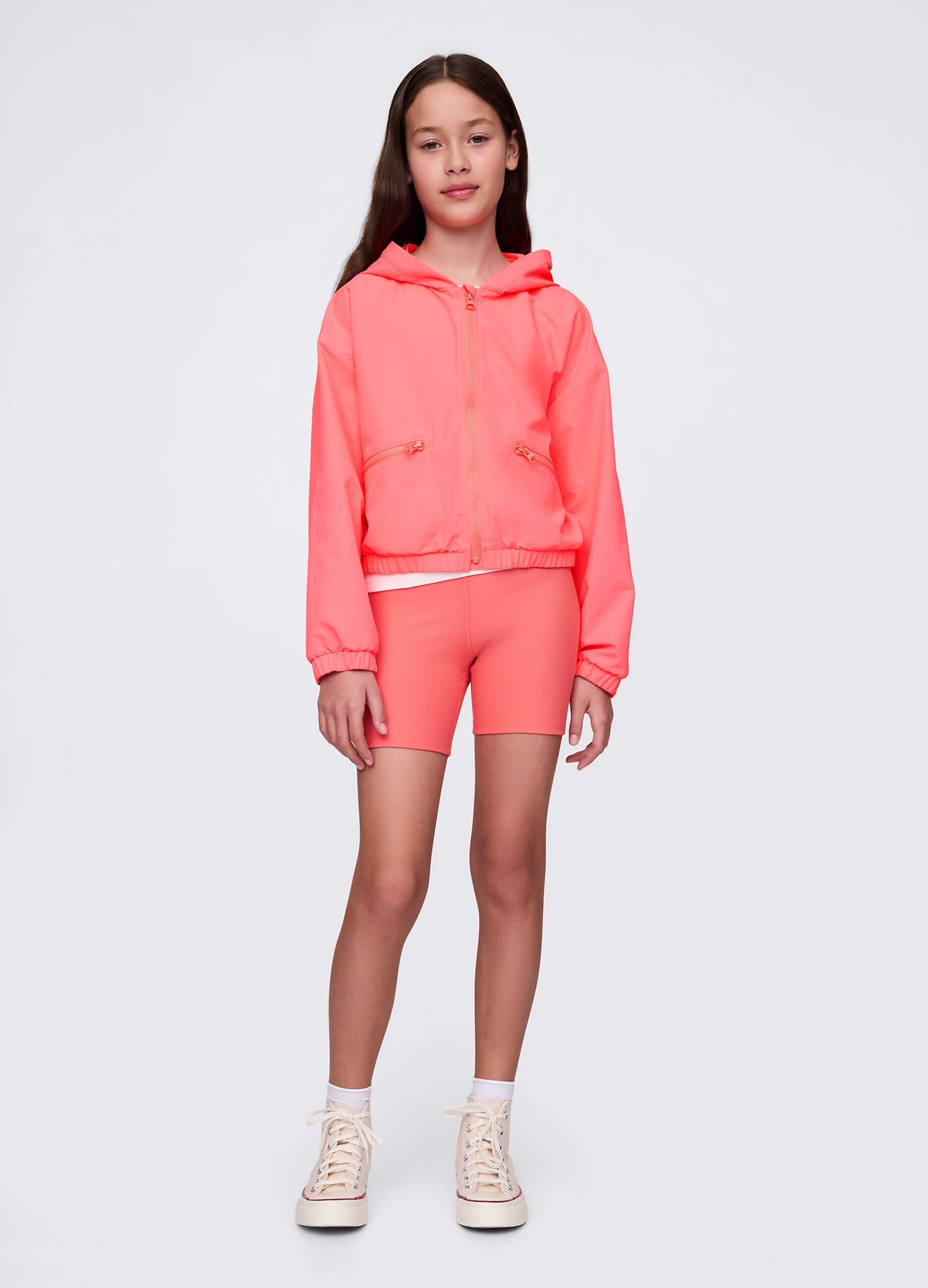 Pink lightweight jacket with hood