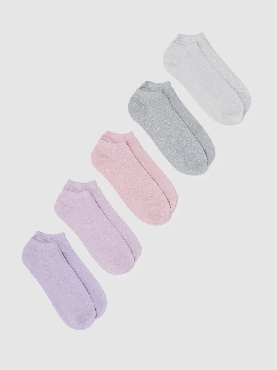 Five-pair pack short socks in multicoloured lurex_0