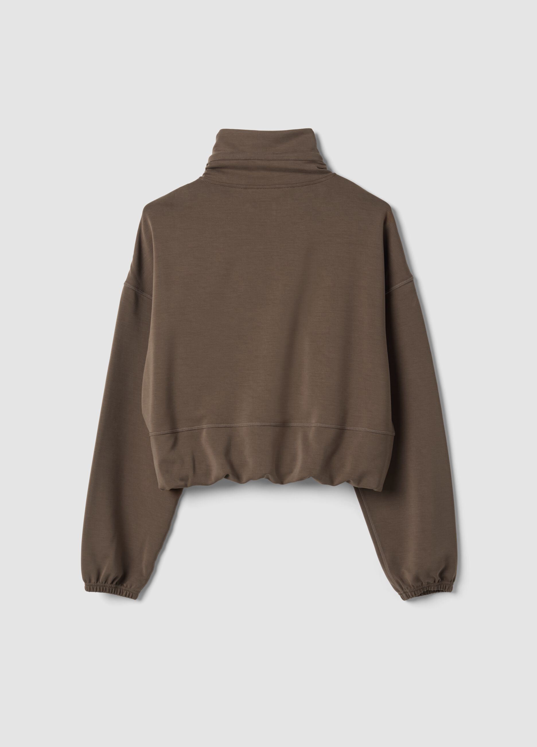 Green cropped soft-touch full-zip with stand-up collar ALTAVIA STUDIO