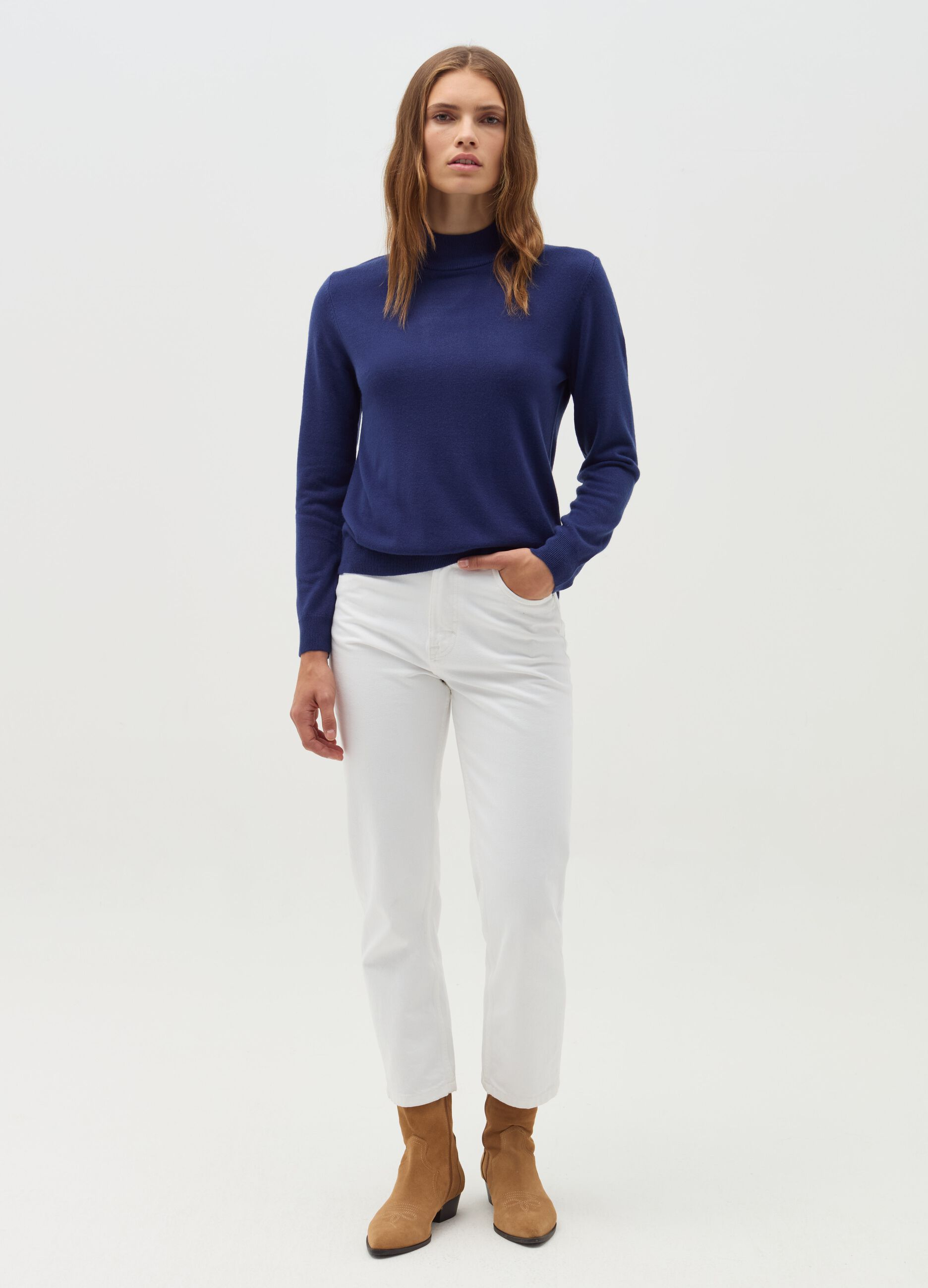 Pullover with mock neck
