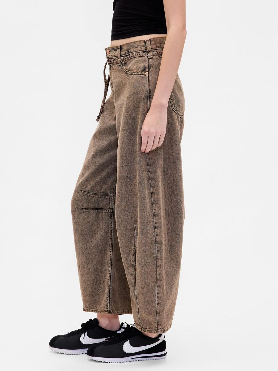 Brown wide-leg trousers in cotton and Lyocell_4
