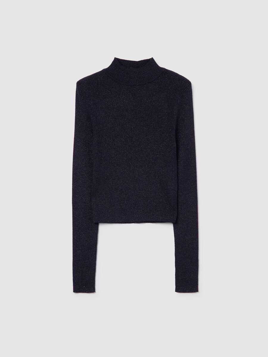 Blue mock neck jumper with fitted fit_4