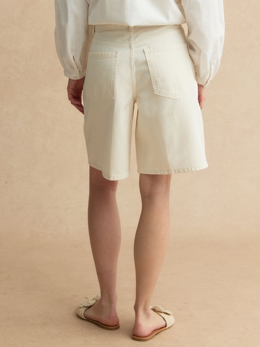 Shorts in puro cotone denim bianco wide leg_2