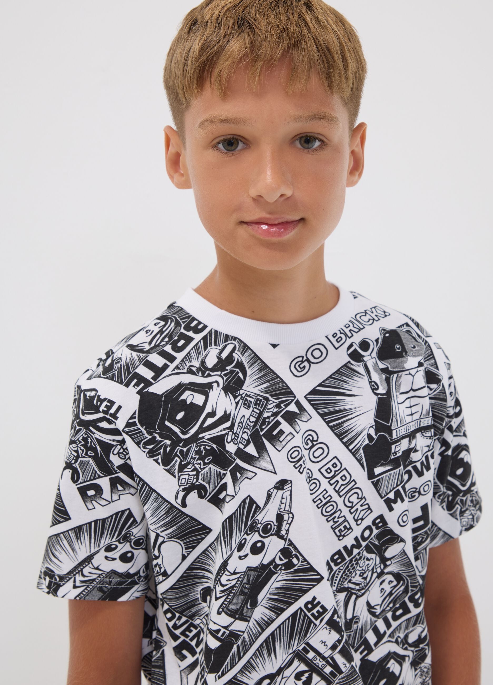 Multicolour pure cotton kids' regular fit T-shirt with prints