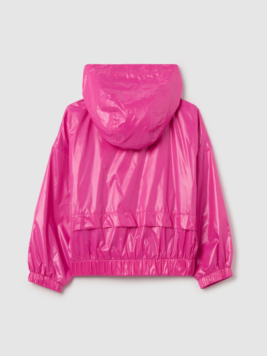Shiny waterproof jacket with hood_1