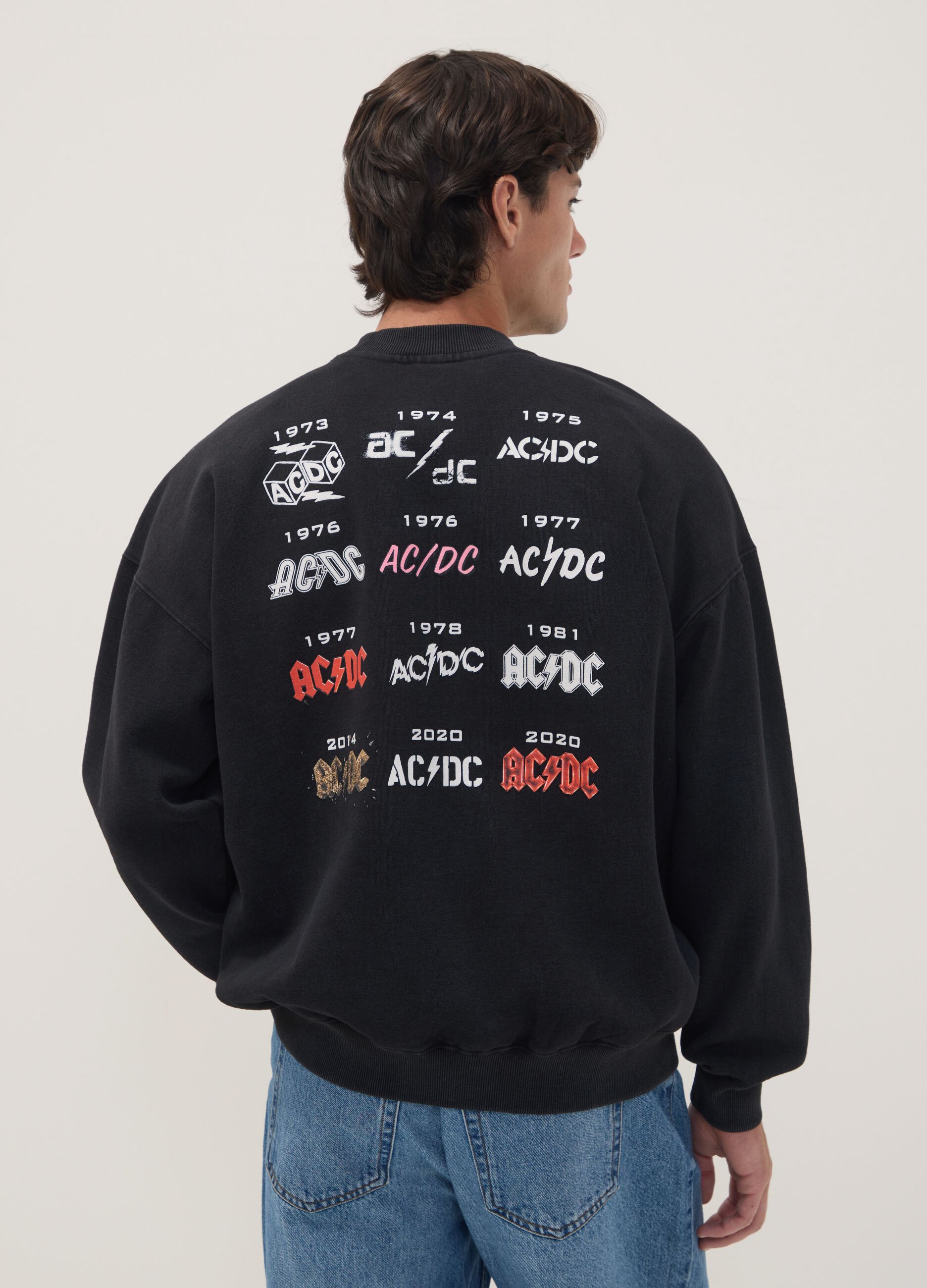 Black cotton-blend AC/DC printed sweatshirt