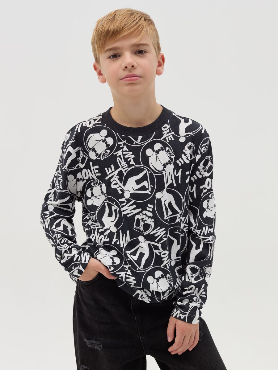T-shirt a maniche lunghe con stampa all-over_0