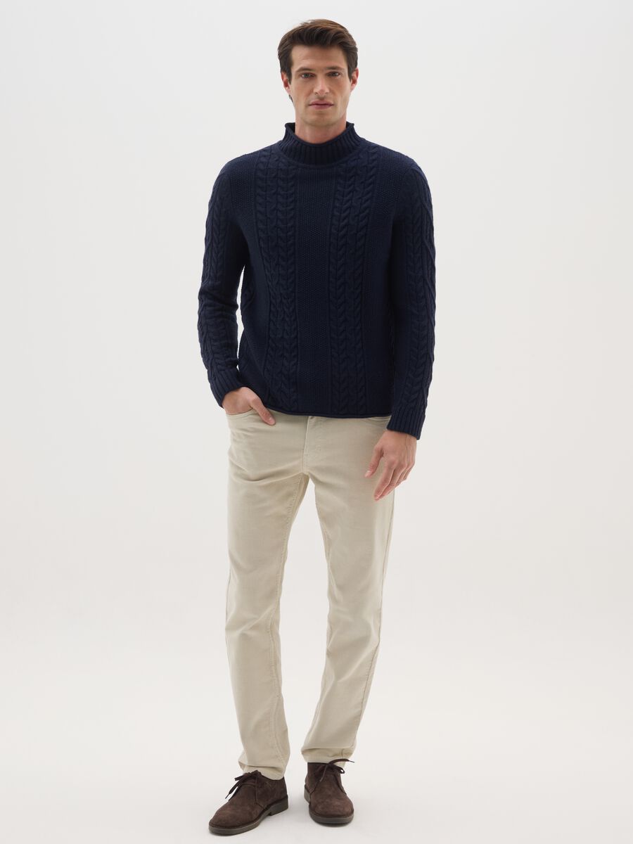 Regular Fit Blue Knitted Pullover_1