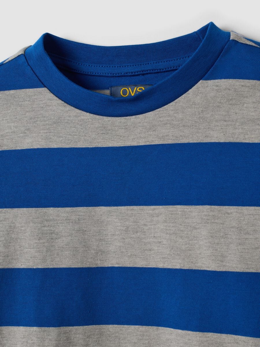 Multicoloured striped pure cotton crew-neck T-shirt for boys_2