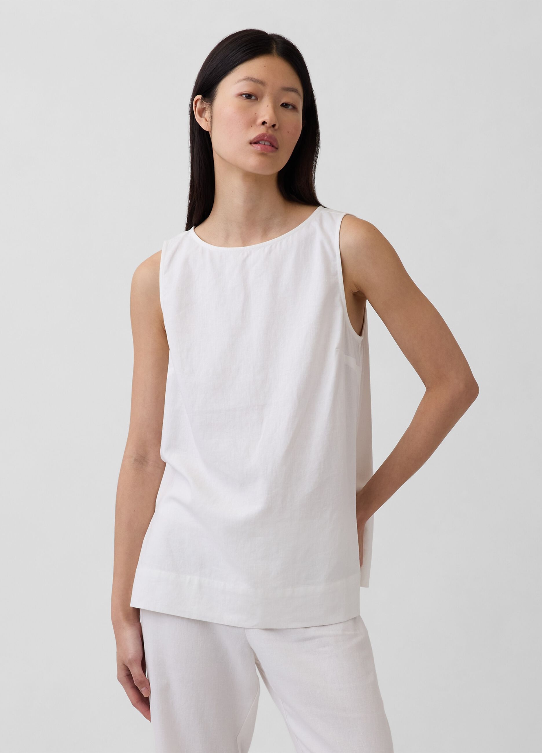Sleeveless linen-blend top