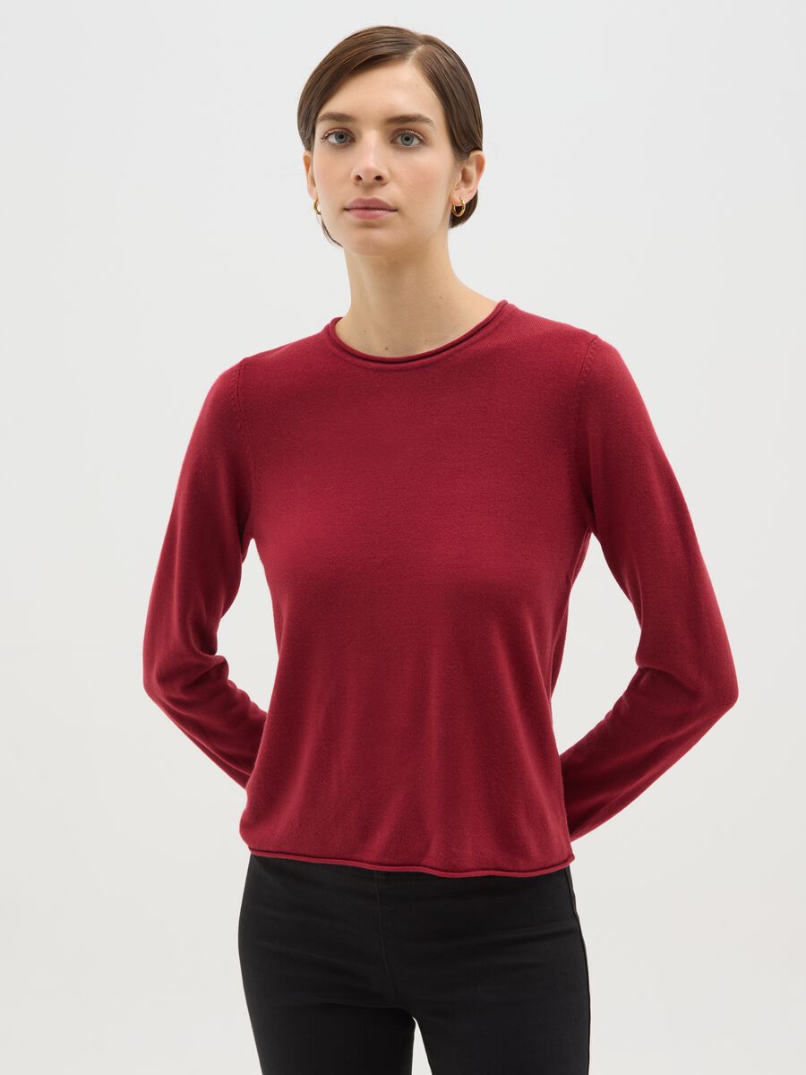 Red regular fit crew neck jumper_0