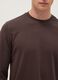 T-shirt marrone a maniche lunghe in cotone elasticizzato regular fit_3