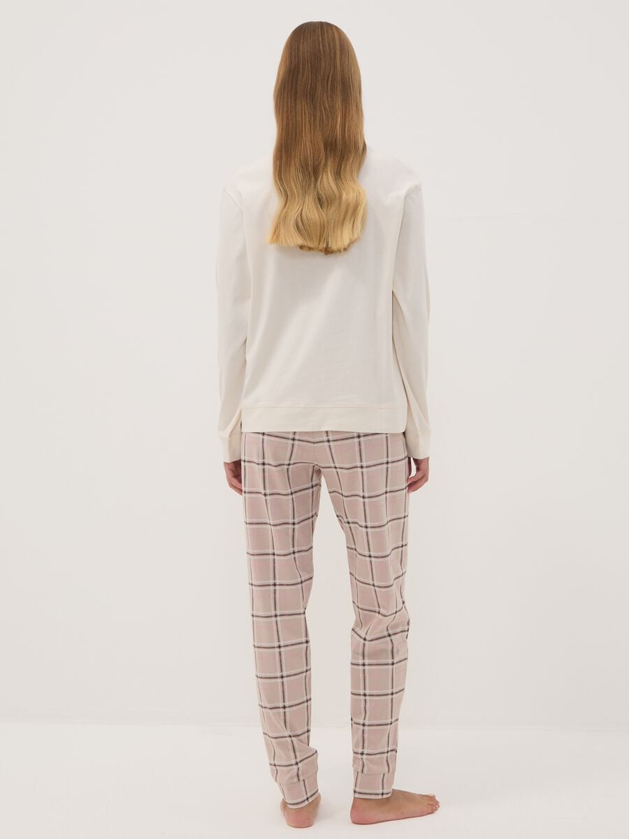 Beige pure organic cotton crew-neck pyjamas_3