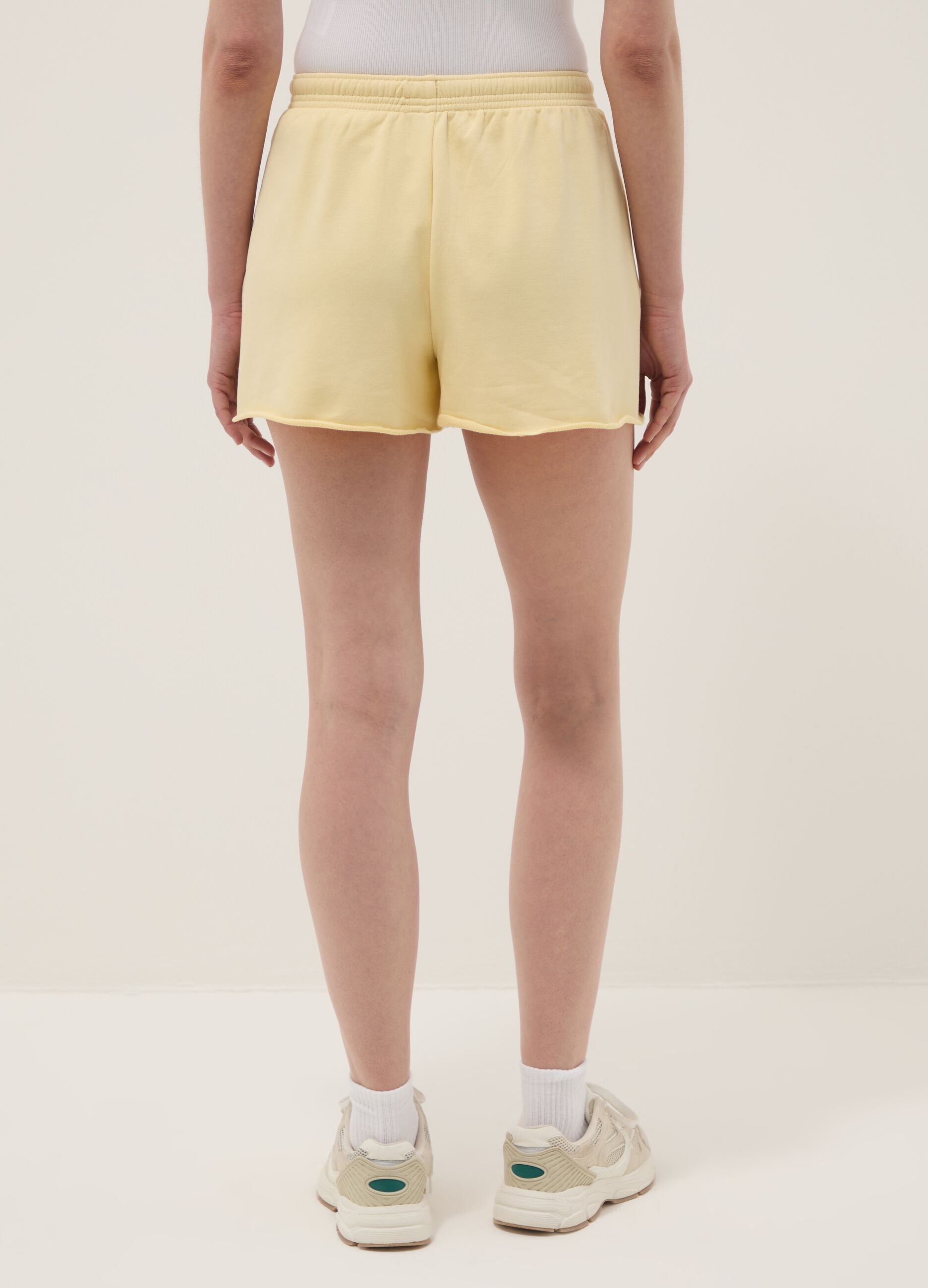 Yellow cotton-blend shorts with elasticated waist